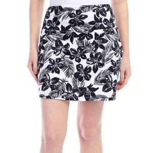 Teez-Her Womens Active Black & White Palm Hibiscus Skort NWT Size Large